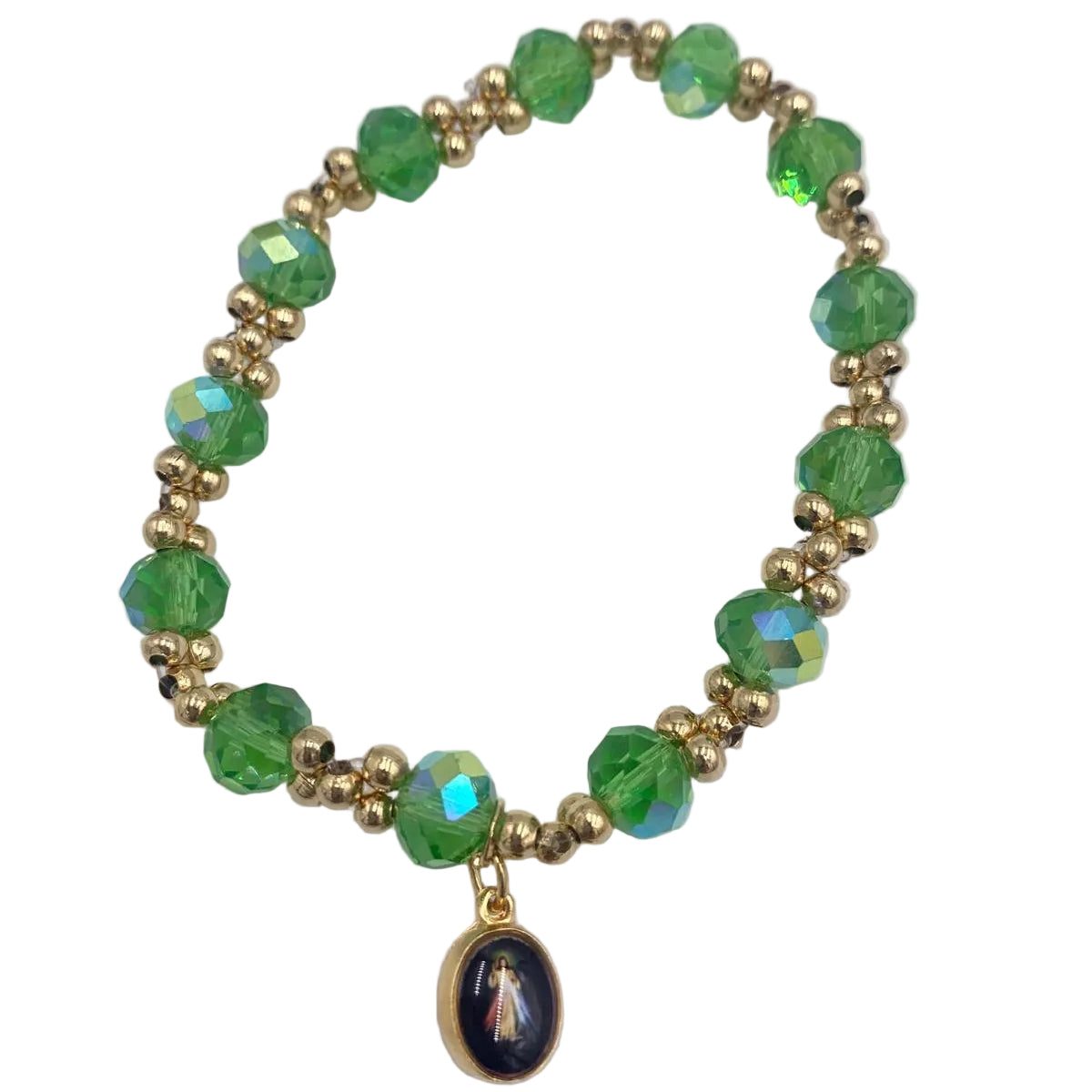 GOLD AND COLORFUL BRACELETS WITH DIFFERENT MEDALS