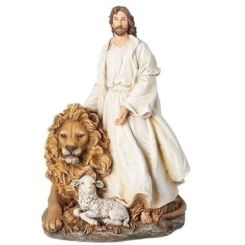12"H JESUS WITH LION & LAMBFIG B3-R