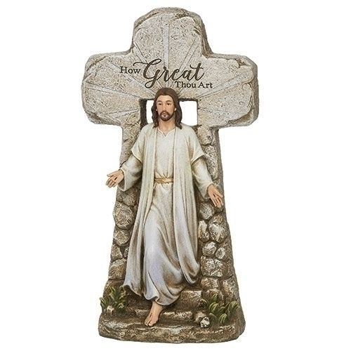 15.25"H Jesus Rising Tomb Statue H1-R
