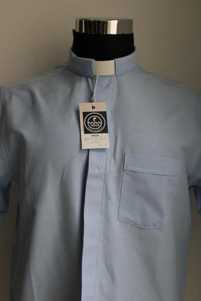 SKY BLUE SHORT Sleeve W/T Priest Collar