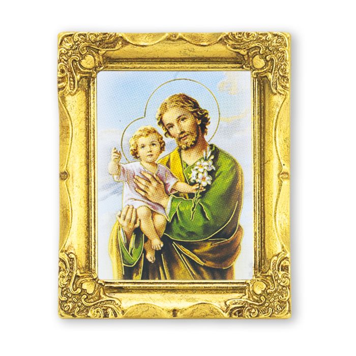 3" x 2" Antique Gold Frame with Saint Joseph Print-P65