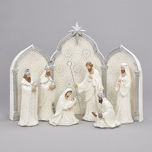 11.5"H 9PC SET NATIVITY SILVER C4