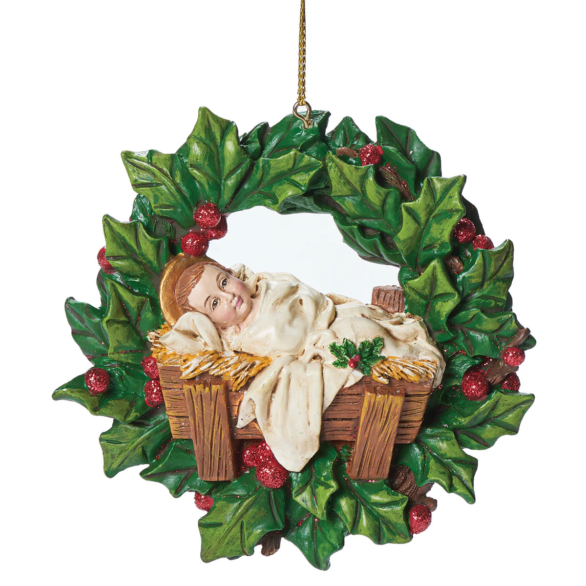 Holly Boughs Ornament 4.25"H