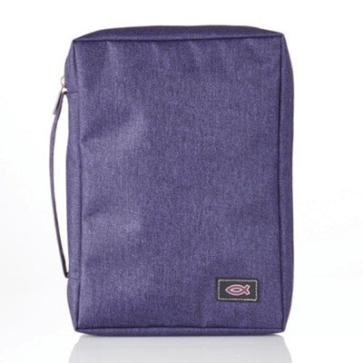 Fish Applique, Canvas Bible Cover, Purple, Small