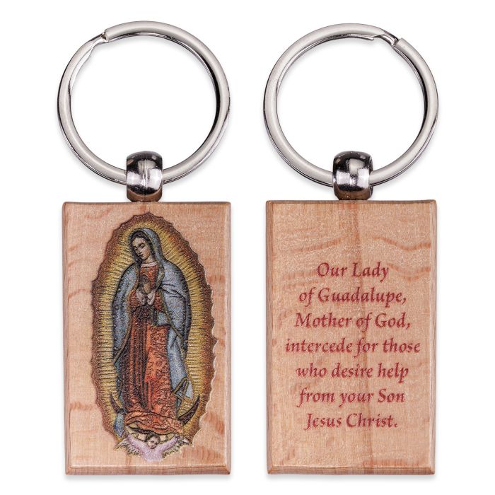 O.L. of Guadalupe (Full Figure) Rectangular Wooden Keychain