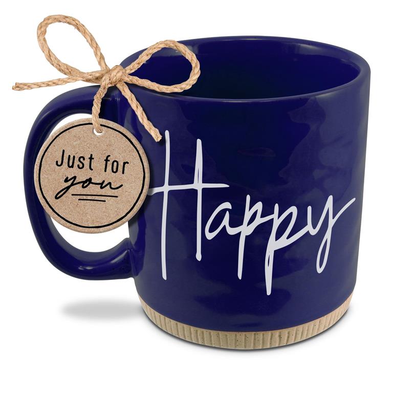 COFFEECUP POWERFUL WORDS BLUE HAPPY 16OZ