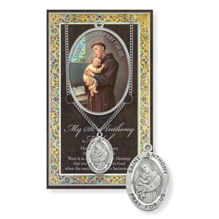 Saint Anthony Genuine Pewter Medal on a 24"