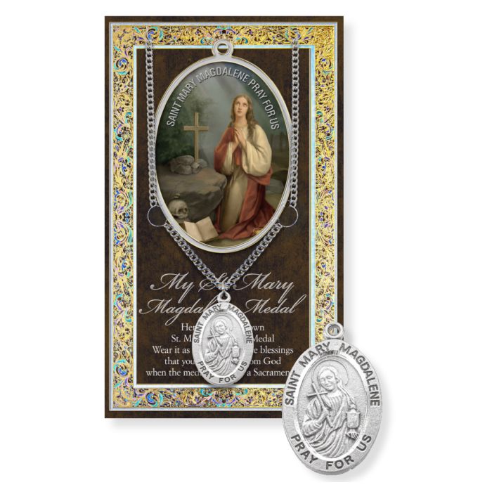 Saint Mary Magdalene Genuine Pewter Medal on a 18"