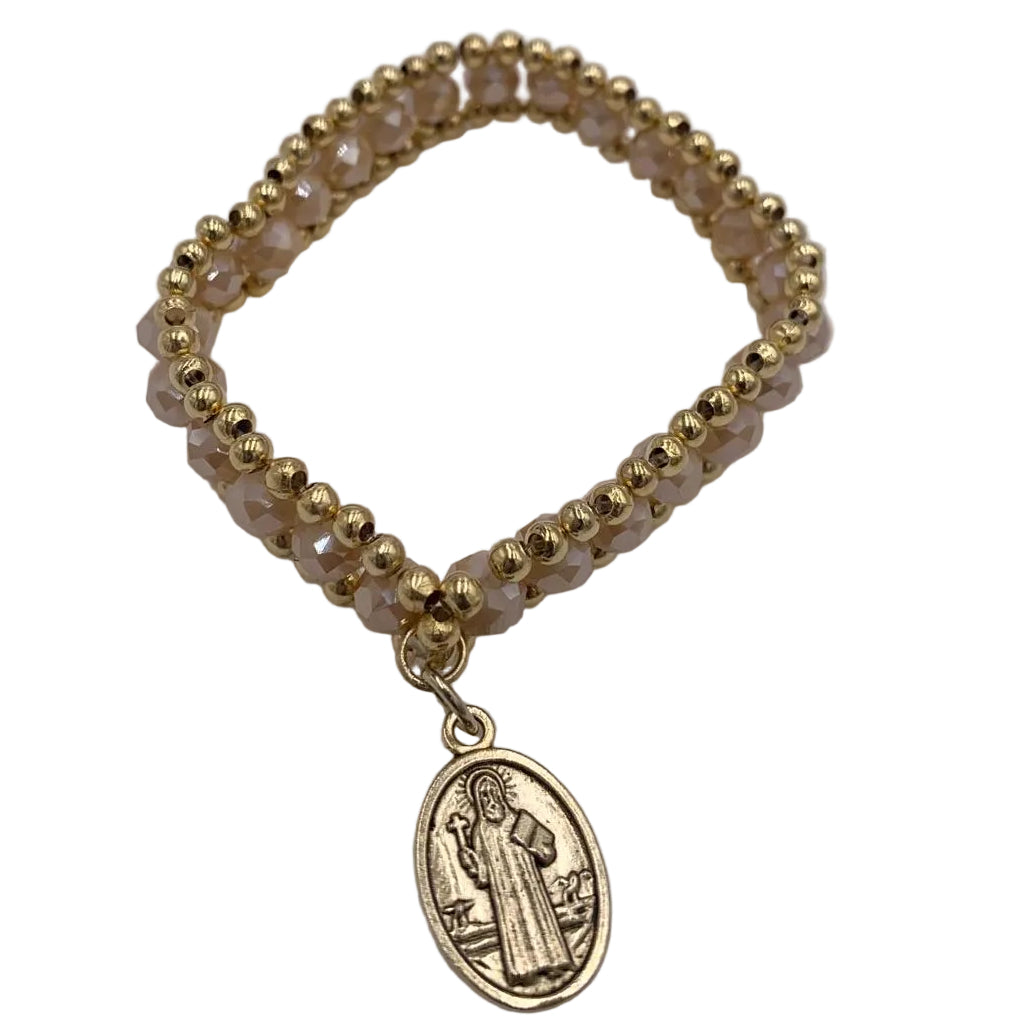 ST BENEDICT MEDAL BRACELET WITH GOLD AND DIFFERENT COLORS
