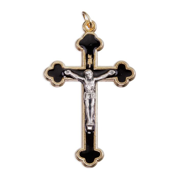 2" Gold Crucifix with Black Epoxy