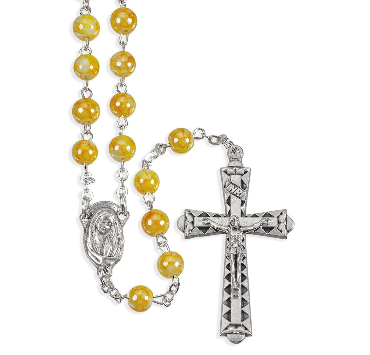 6mm Lemon Marbleized Rosary 2308LN