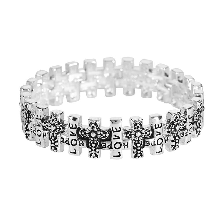 STRETCH BRACELET LOVE/HOPE CROSS