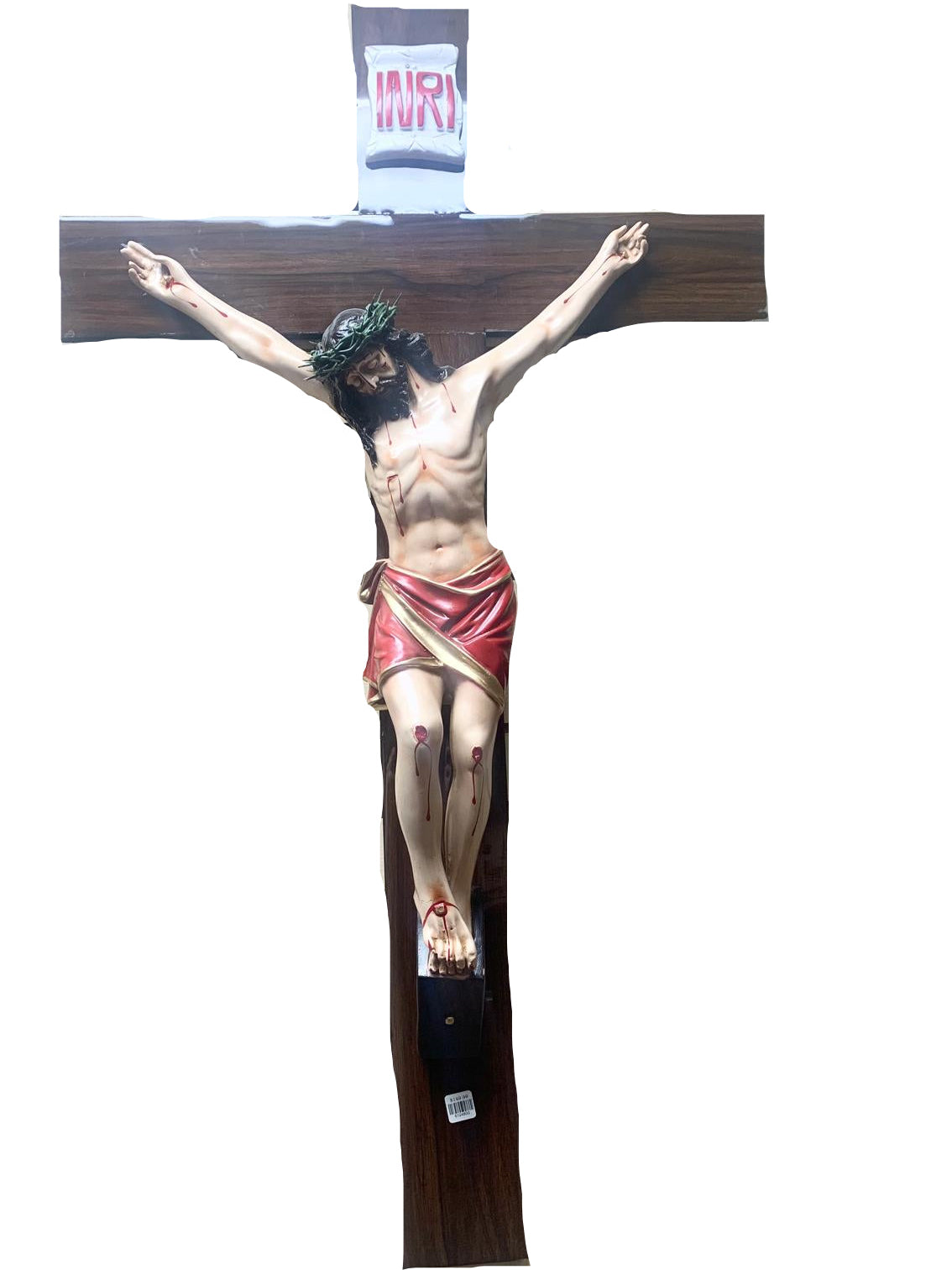 Glossy Wood Crucifix 48"