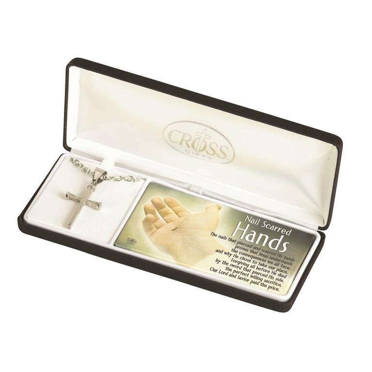 NECKLACE MENS NAIL SCARRED HANDS CROSS