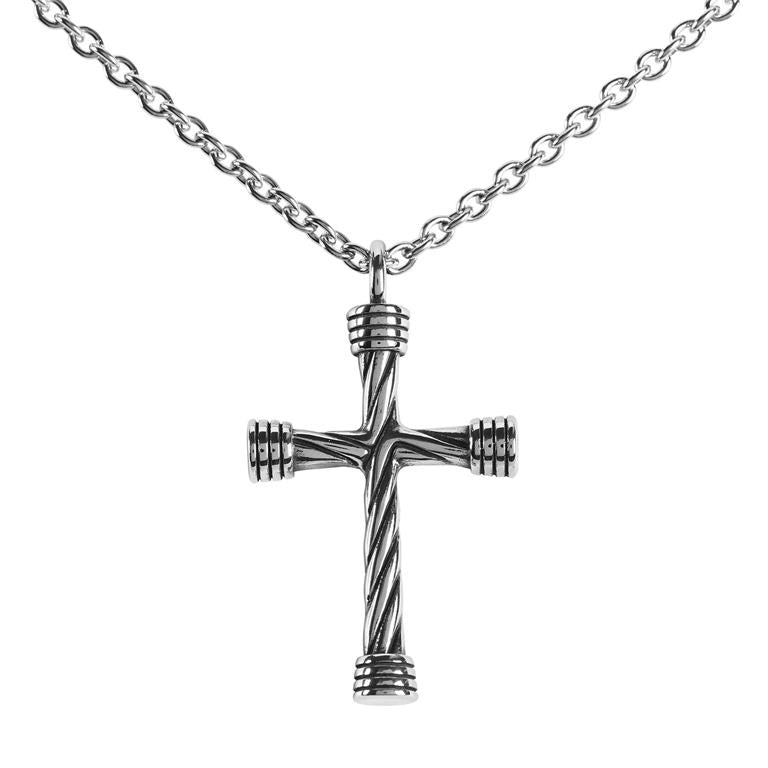 NECKLACE STAINLESS STEEL ROPE CROSS