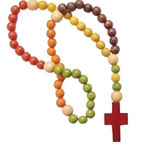 WOOD BEADED ROSARY F-3R