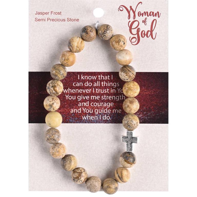 BRACELET WOMAN OF GOD JASPER W/CROSS
