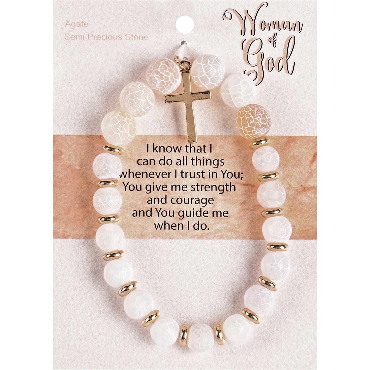 BRACELET WOMAN OF GOD ECRU W/CROSS