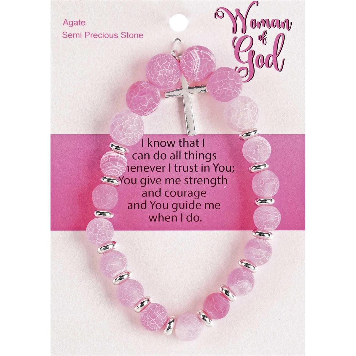 BRACELET WOMAN OF GOD FUCHSIA W/CROSS