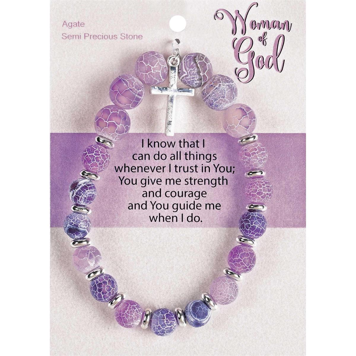 BRACELET WOMAN OF GOD LAVENDER W/CROSS