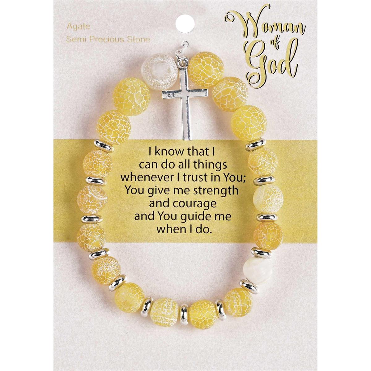 BRACELET WOMAN OF GOD YELLOW W/CROSS