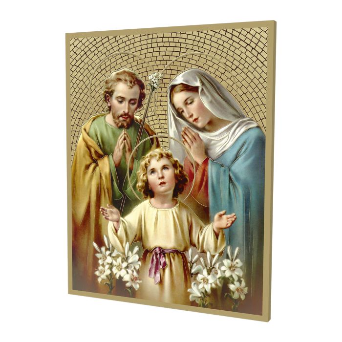 Gold Foil Mosaic Plaque of The Holy Family. – Christ Missionary Bookstore