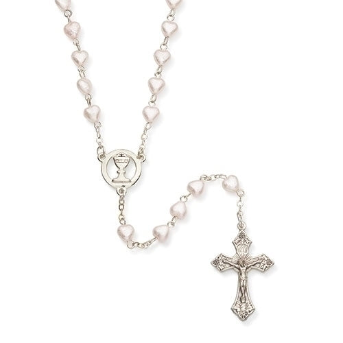 18"L COMM HEART PEARL ROSARY