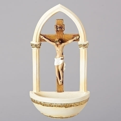 7"H CRUCIFIX HOLY WATER FONT A5-R