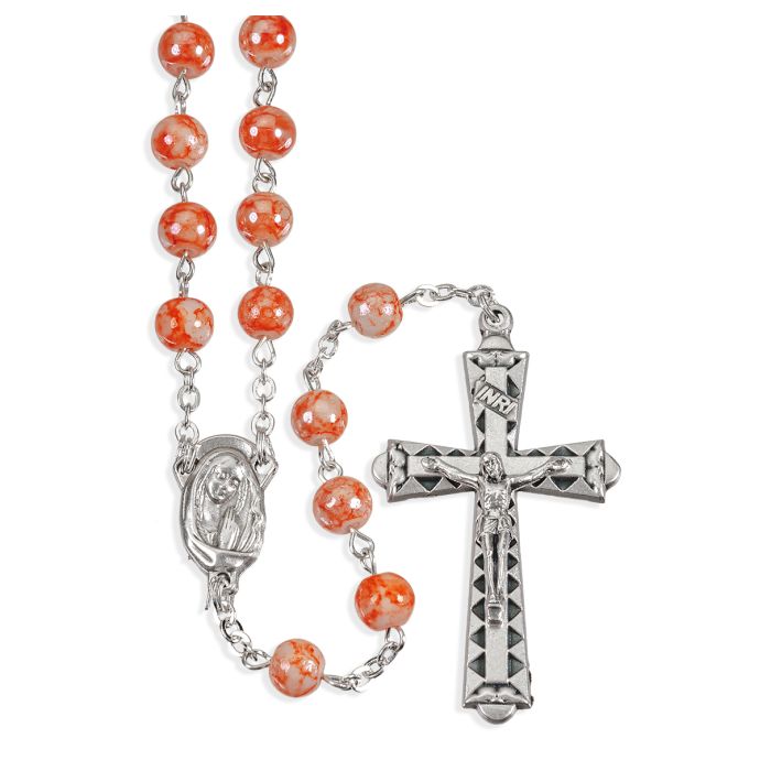 6mm Coral Marbleized Rosary 2308CO