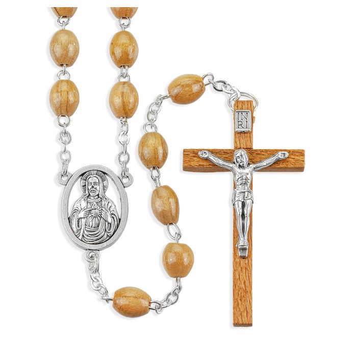 23"Genuine Olive Wood Bead Rosary