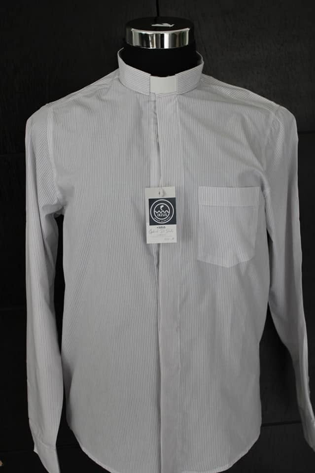 GREY STRIPED LONG SLEEVE SHIRT W/T PRIEST COLOR