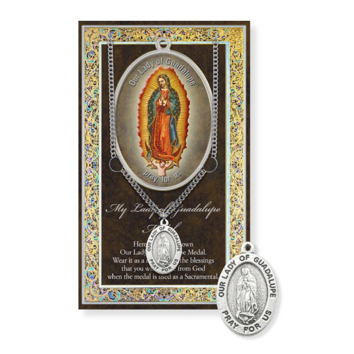 Our Lady of Guadalupe Genuine Pewter Medal on a 18"