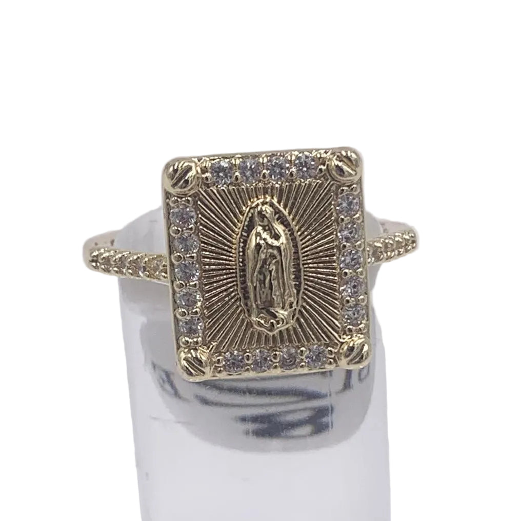 OUR LADY OF GUADALUPE SQUARE WITH RHINESTONE RING