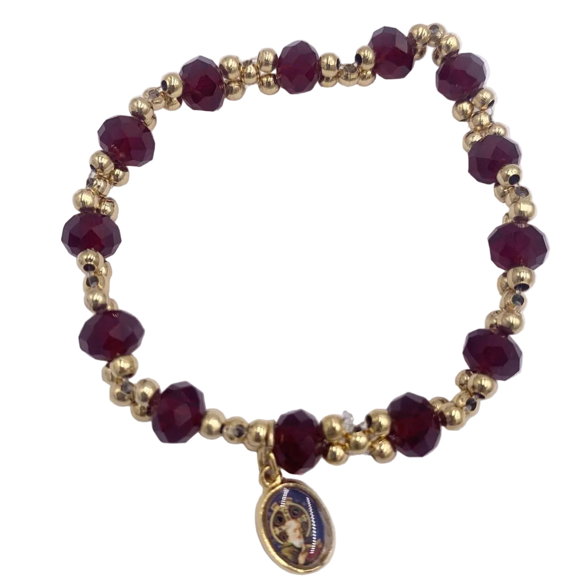 GOLD AND COLORFUL BRACELETS WITH DIFFERENT MEDALS