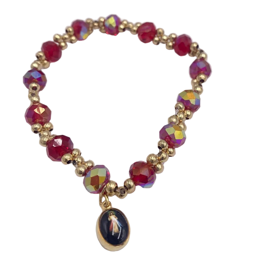 GOLD AND COLORFUL BRACELETS WITH DIFFERENT MEDALS