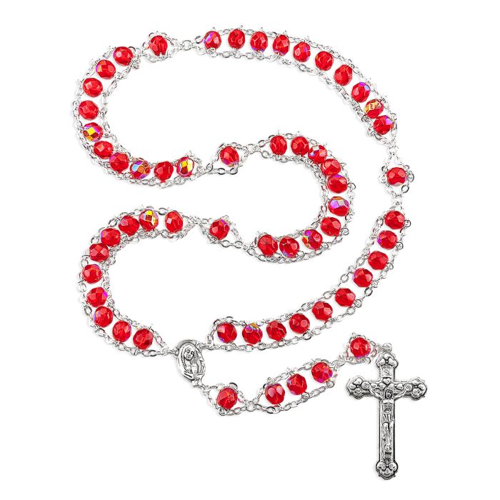 RUBY CRYSTAL LADDER ROSARY