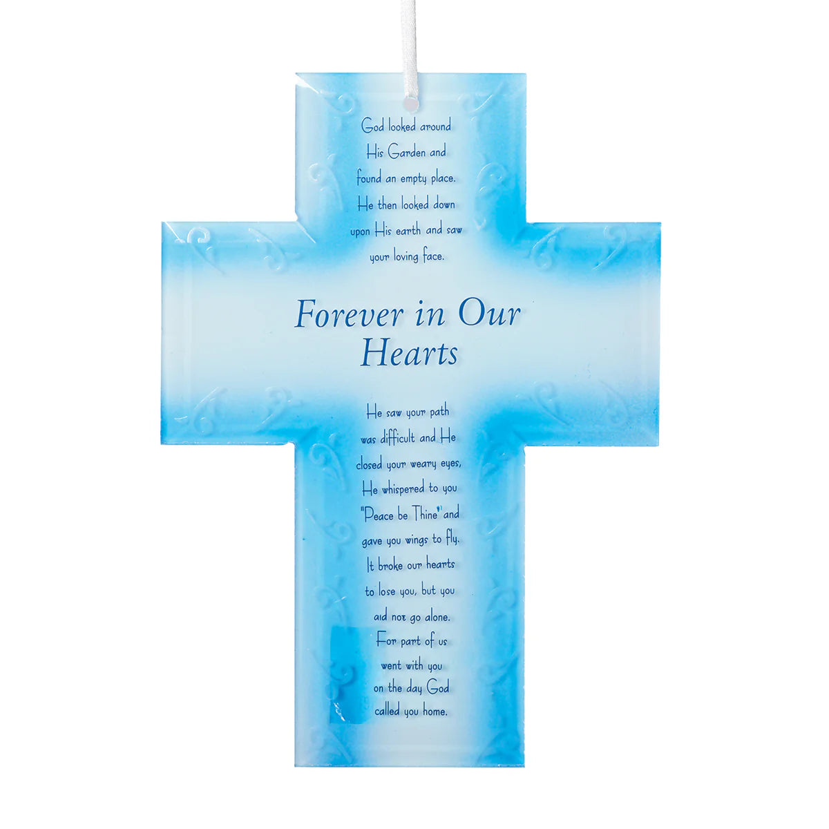 Blue Glass Memorial Cross H1-R