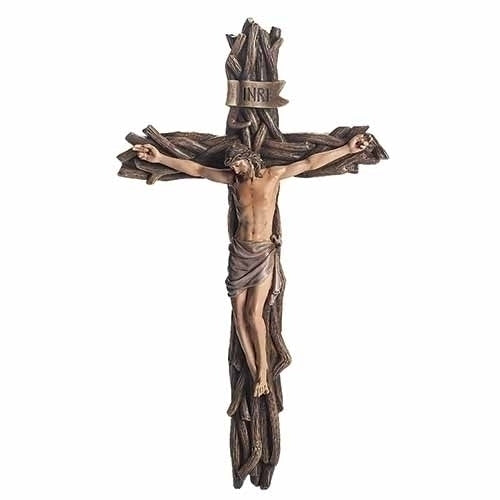 13.5"H WOVEN BRANCH CRUCIFIX F3-ROMA