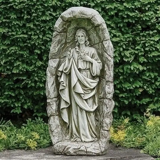 18.5″H Sacred Heart of Jesus LED Solar Light Garden Statue