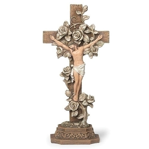 13"H CRUCIFIX WITH ROSES A-2