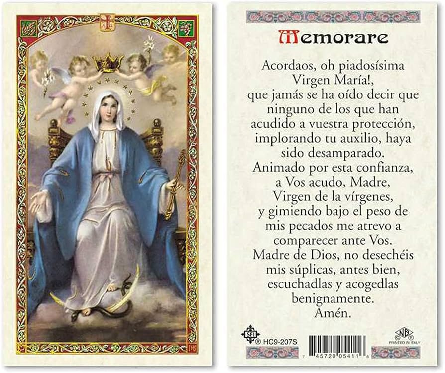 Memorare Laminated Prayer Card