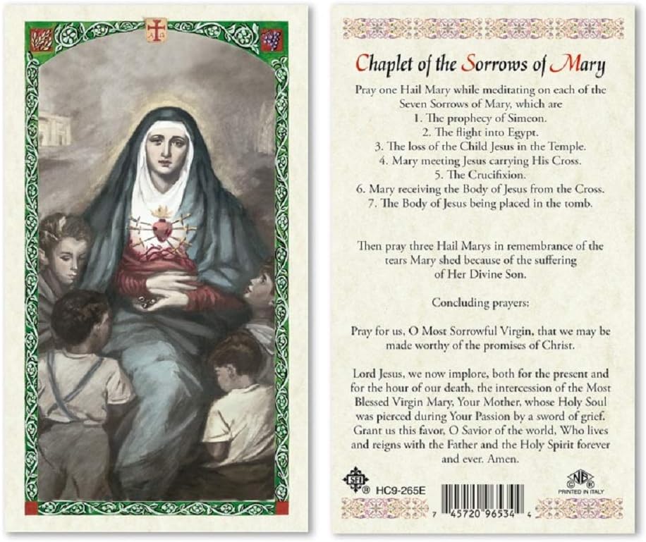 CHAPLET OF THE SORROWS OF MARY PRAYER CARD