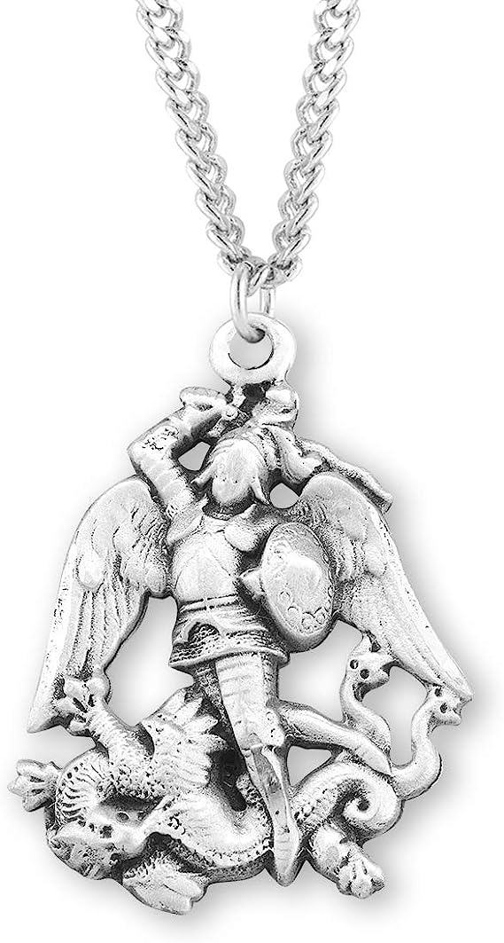 Saint Michael Sterling Silver Medal | 1.1" x 0.9"