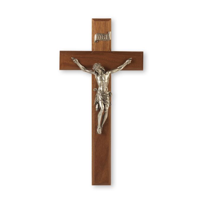 11" Walnut Cross with a Fine Pewter Corpus D2 "BODEGA CUADROS RUSTICOS"