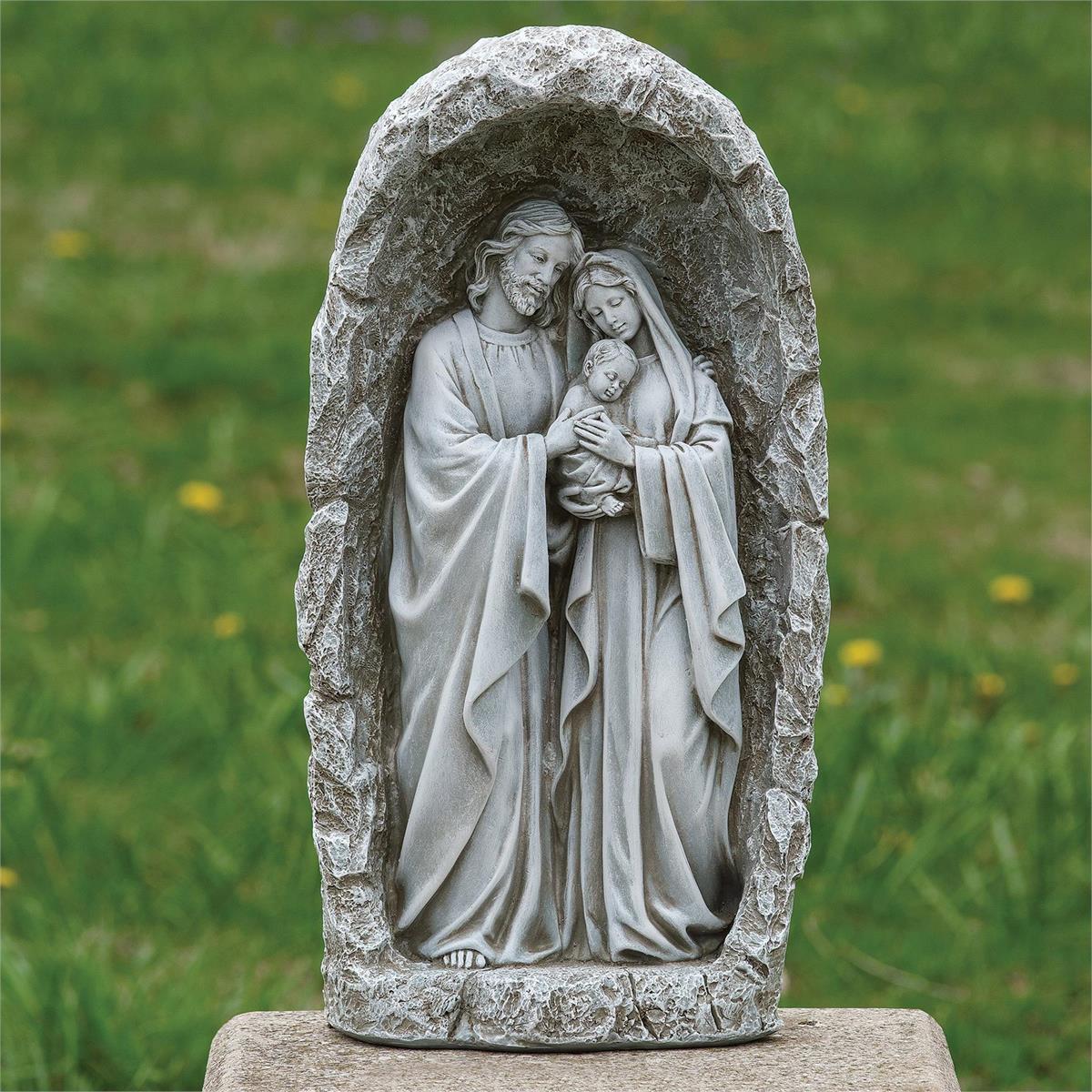 18.75-inch Led Solar Holy Family Grotto Garden Statue