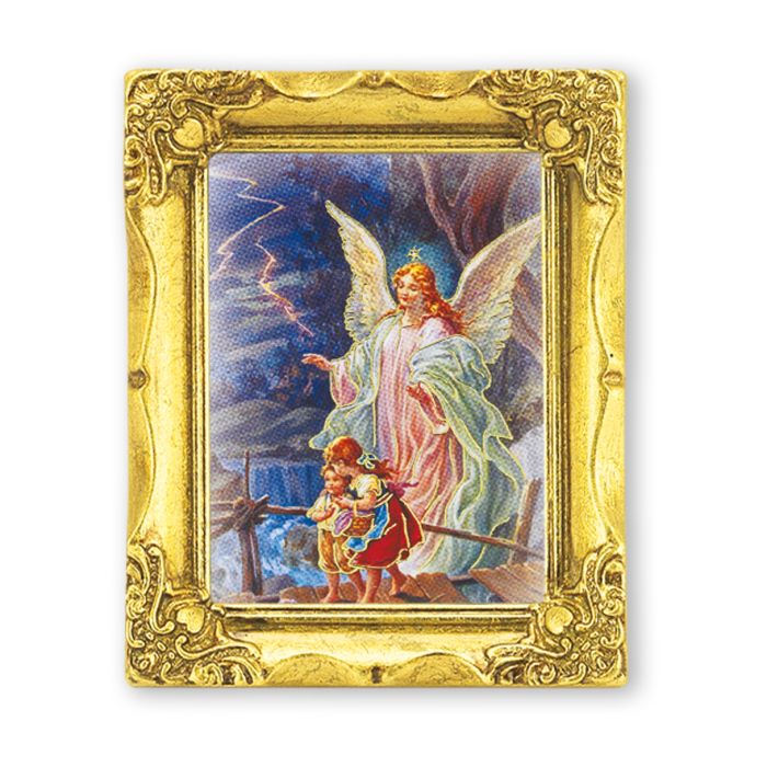 3" x 2" Antique Gold Frame with Guardian Angel Print-P65
