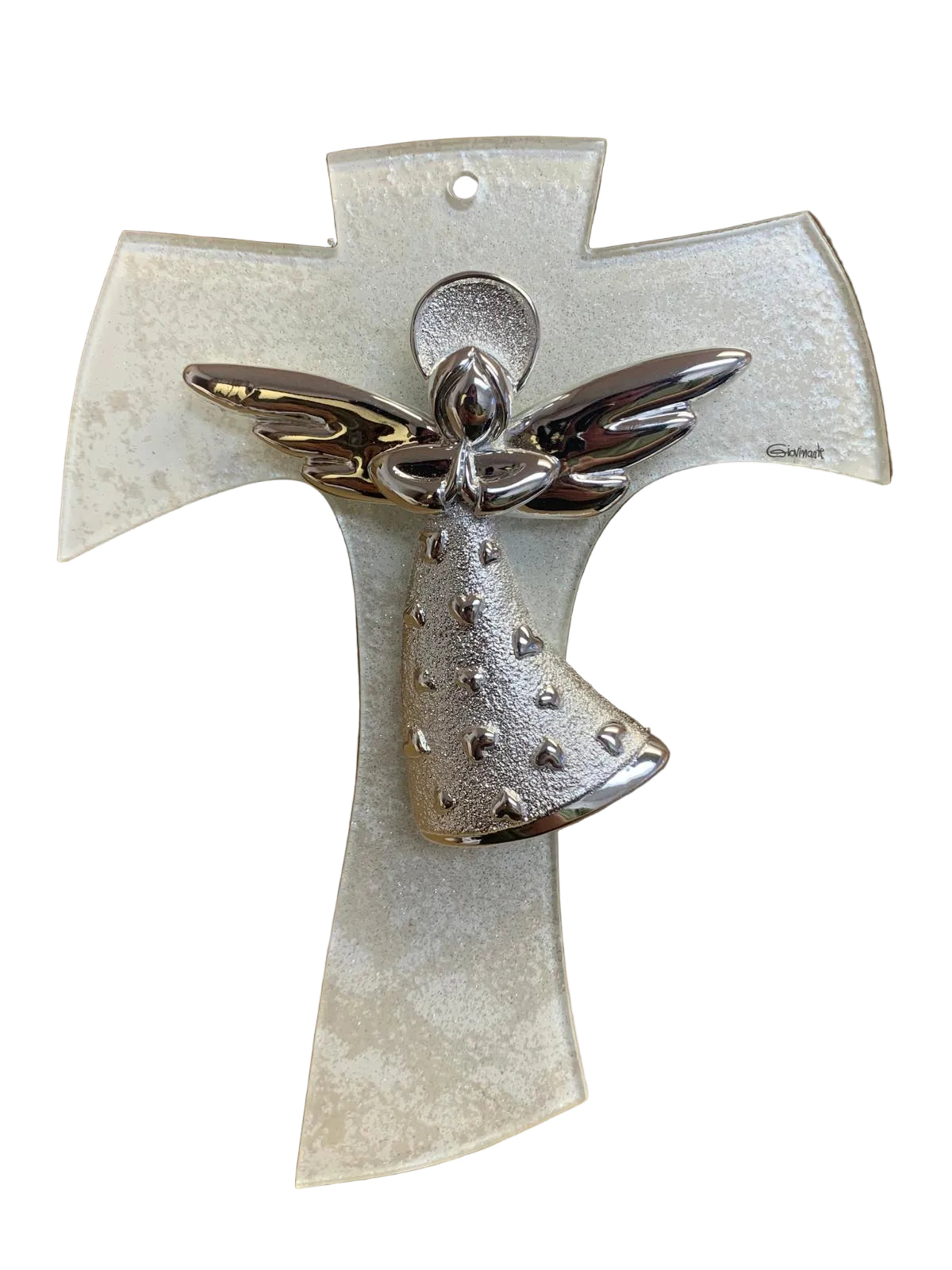 10X7.9" MURAN OGLASS ANGEL CROSS D-5