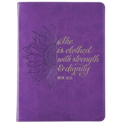 She Is Clothed With Strength And Dignity Handy Sized Faux Leather Journal