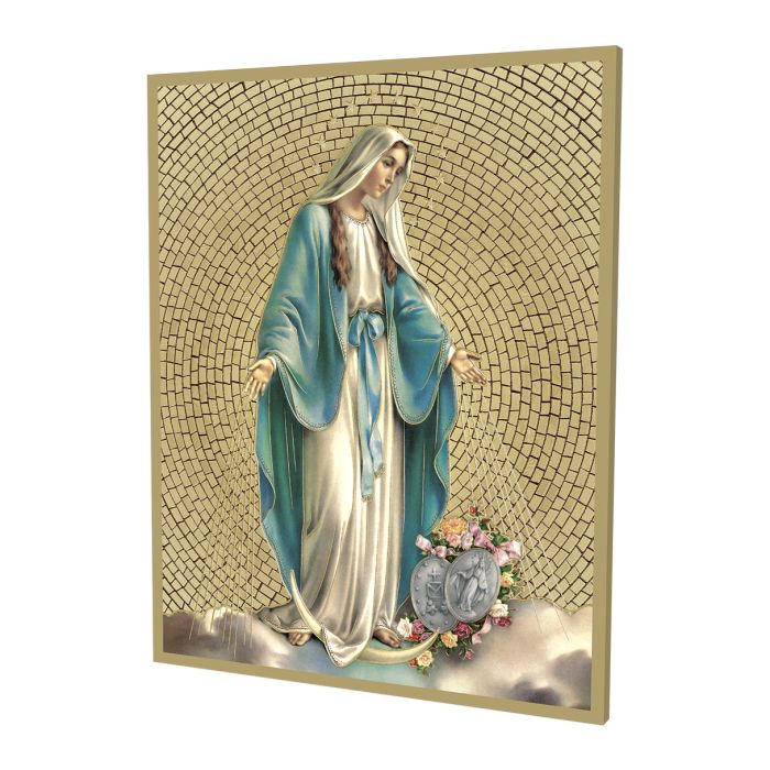 Gold Foil Mosaic Plaque of Our Lady of Grace.
