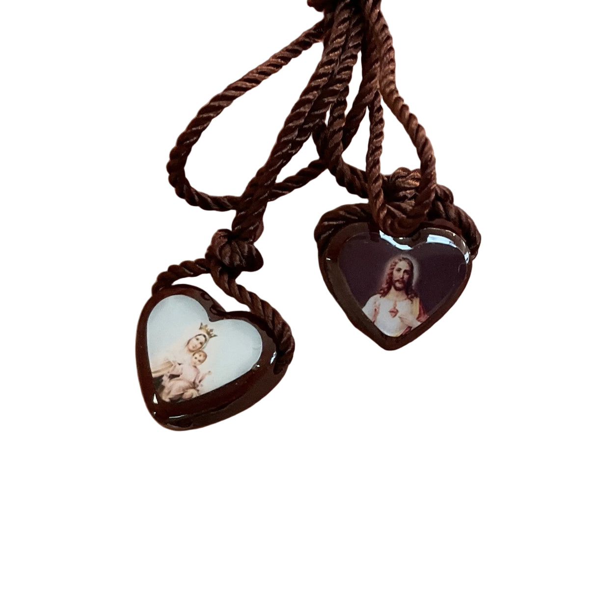 WOODEN HEART SCAPULAR OF SHJ AND O.L. CARMEN